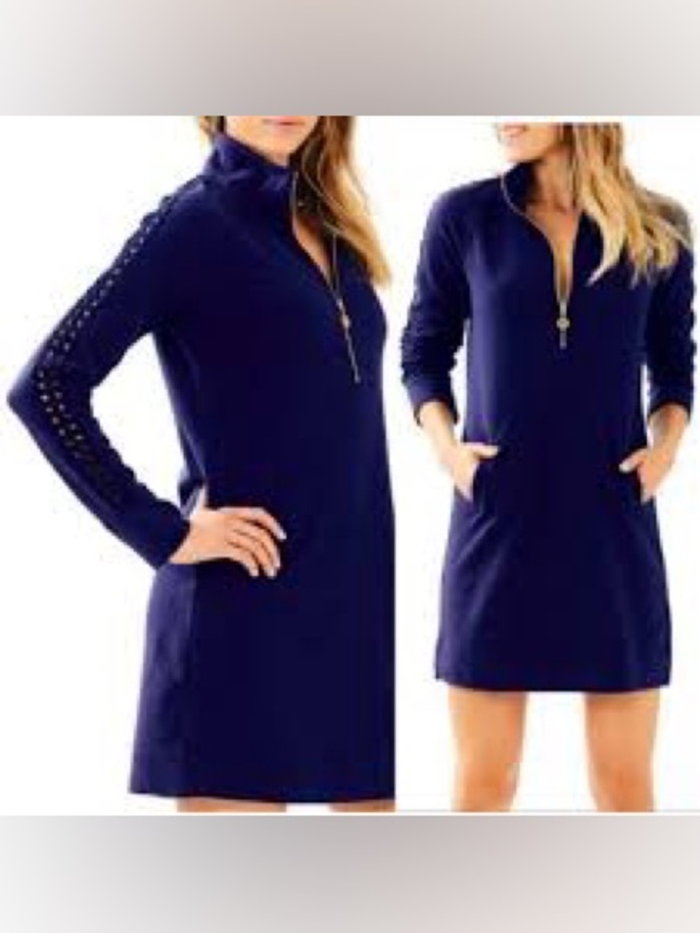Lilly Pulitzer Navy Long-Sleeve Zip Dress 1185